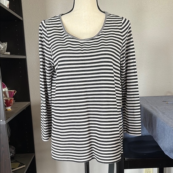 J.Jill Women’s Size M 3/4 Sleeve Striped Shirt - Picture 1 of 6